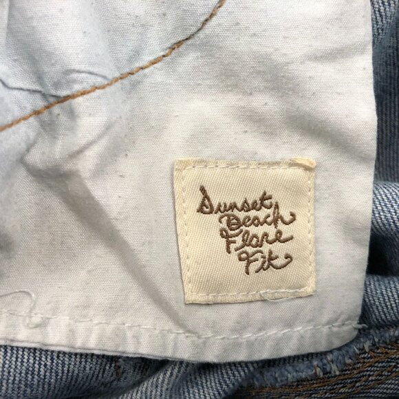 Roxy Womens Jean Shorts Size 3 Embroidered Blue Denim Cuffed Casual Stretch Y2K - Picture 9 of 14